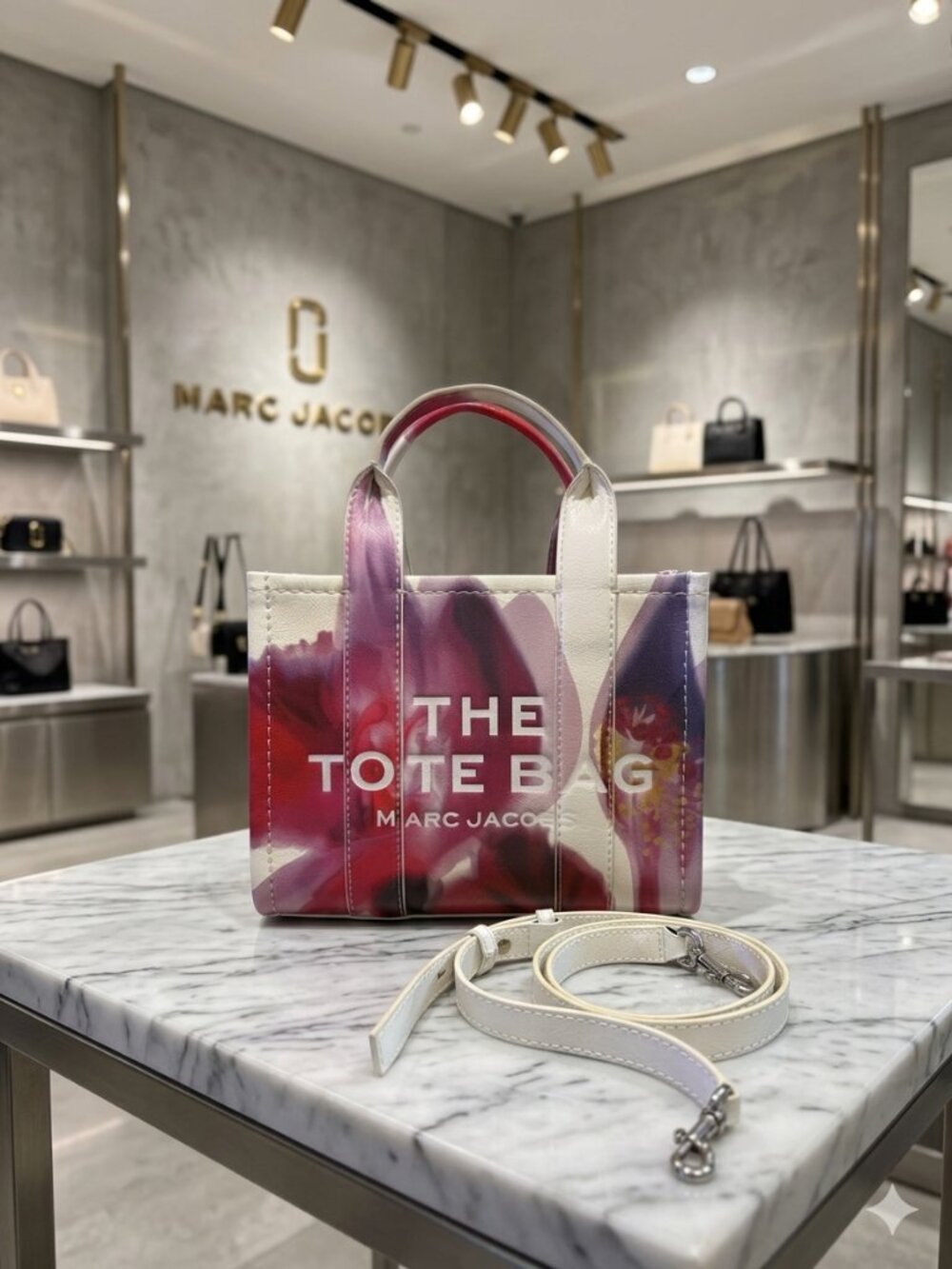 Marc Jacobs The Small Tote Bag Floral Leather Crossbody Bag 100% Leather⁠